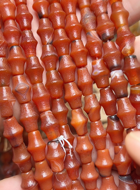 D322，天然老玛瑙竹节一条10*15mm