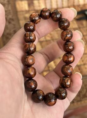 海南黄花梨油梨1.1mm鬼脸对眼盘玩手串佛珠海口发货一物一拍0110