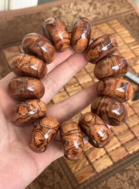海南黄花梨紫油梨对眼3.6算盘珠手串，167克，价格299，编号1007