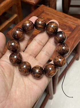海南黄花梨紫油梨对眼2.0手串，44克，价格699，编号1007