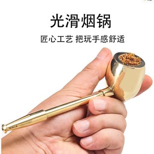 纯铜大力水手旱烟斗烟具加大加厚老式直杆可拆式男士烟斗烟杆送礼