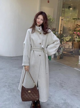 韩国定制SEVEN2025秋冬新款双面羊绒大衣女中长款宽松羊毛呢外套