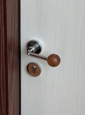 多巴胺法式门锁极简球形室内磁吸分体静音白色卧室红色房间门锁