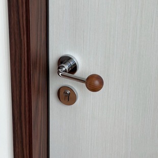 多巴胺法式 门锁极简球形室内磁吸分体静音白色卧室红色房间门锁