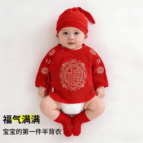 【喜迎新生】婴儿红色半背衣