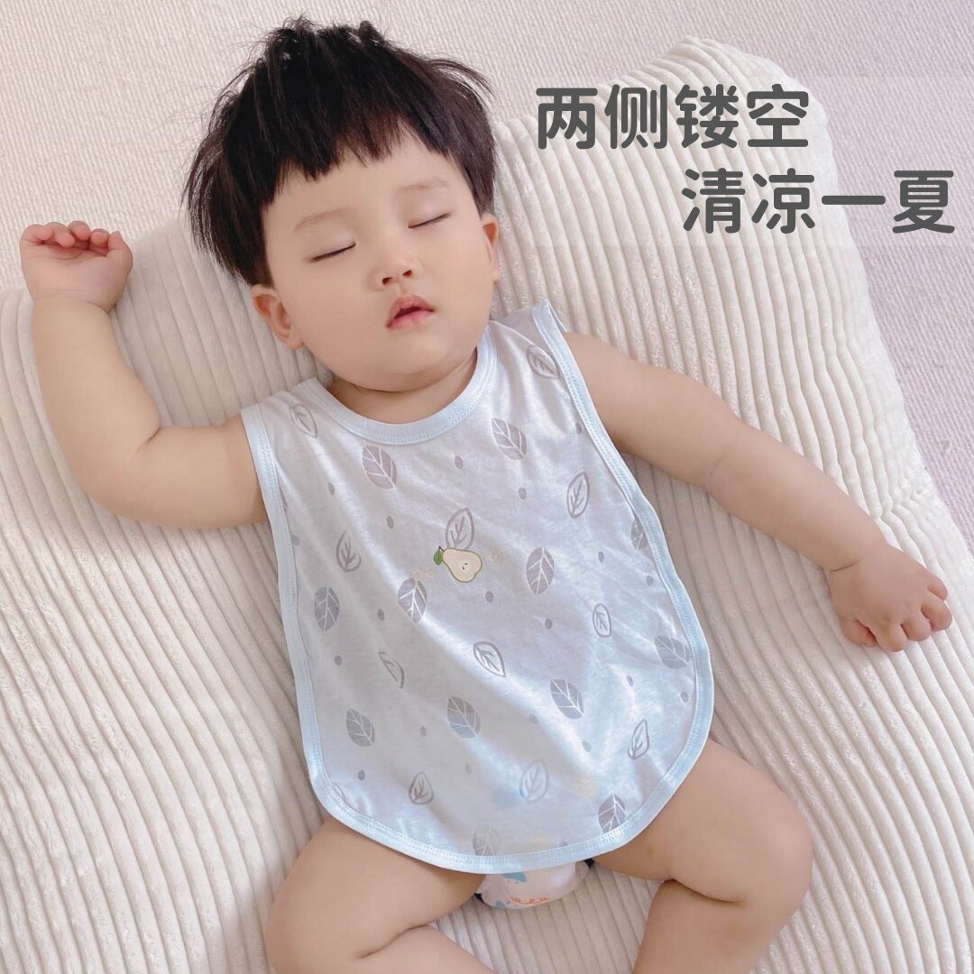 新生婴儿背心夏季薄款睡觉护肚小吊带夏天a类0一3月防着凉琵琶衫