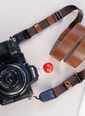 微单反肩带适用索尼zve10挂绳富士xs20佳能R50松下徕卡背带宽真皮