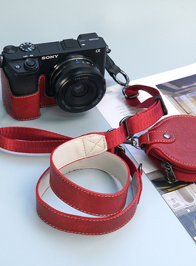 适用索尼a6400微单相机包a6000复古底座a6300收纳包A6700皮套外壳