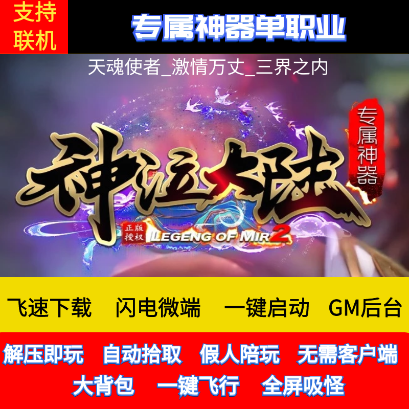 传奇单机版神泣大陆专属神器无限刀单职业智能后台无限激情可联网