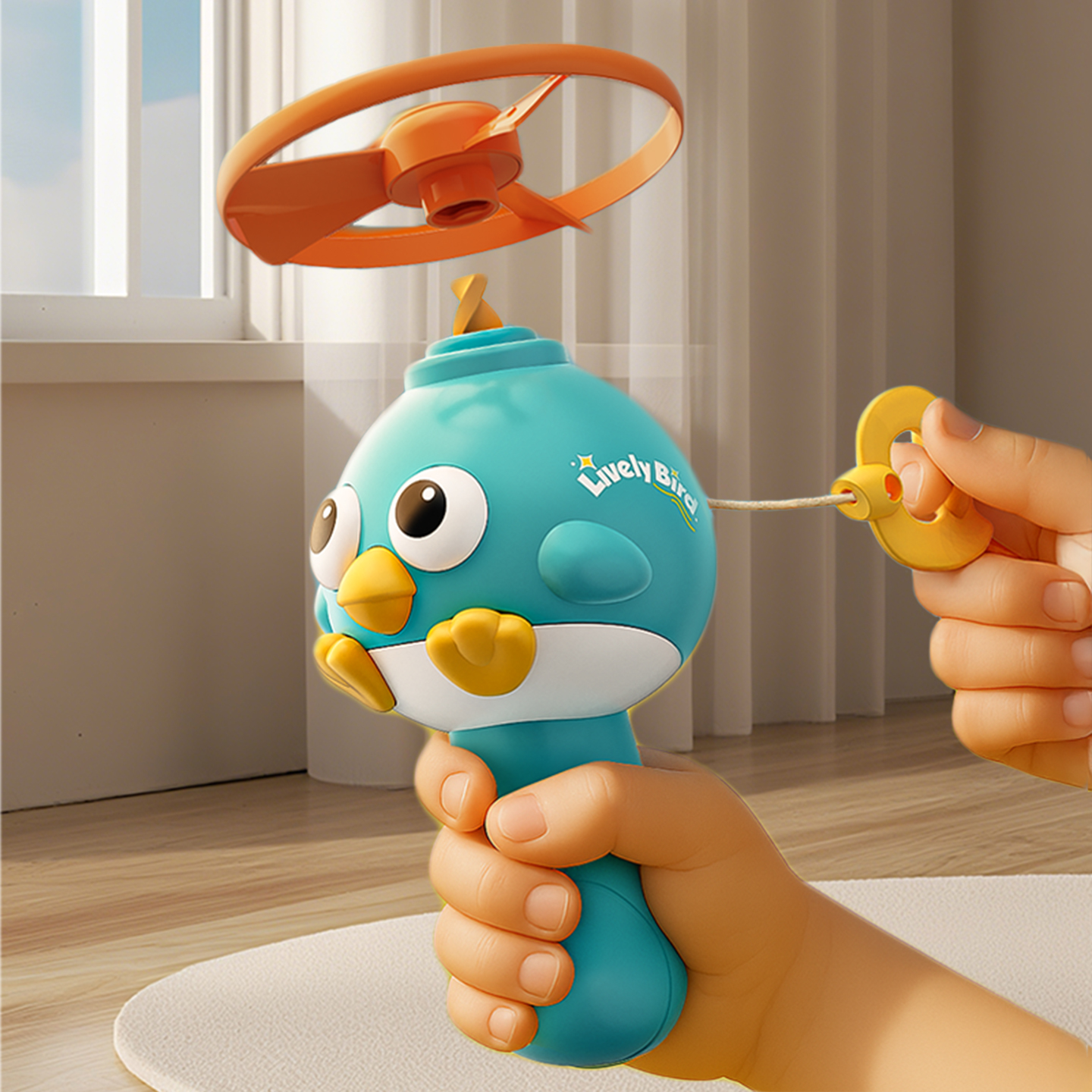 手拉飞盘飞天竹蜻蜓户外拉线玩具