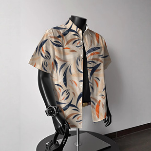 Summer Hawaiian Blouse Men Shirts Short Sleeved Tops 花衬衫