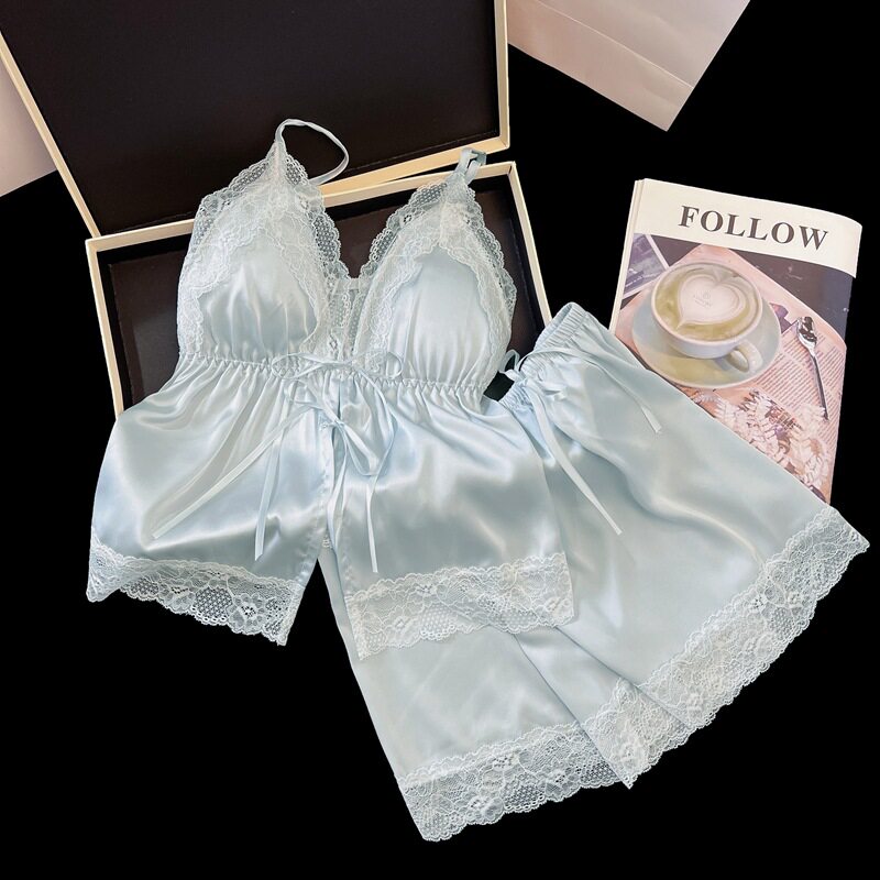 Breathable Pajamas For Women Summer Sleepwear Shorts 睡衣裤 - 实物图