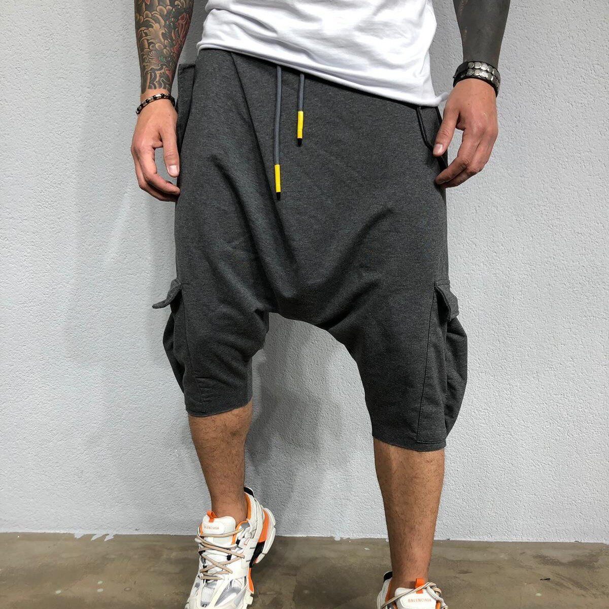 Men Sweatpants Shorts Harlan Cropped Trousers 街头嘻哈伦裤男