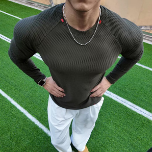 Shirt Sportswear Mesh Men Fitness for Tight Elastic