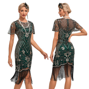 Gatsby Sequin Flapper Dress Fringe 1920s Long Women Beads