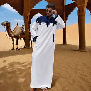 Pocket Thobe Clothing长袍衫 Shirt Muslim Robe Men Male Abaya
