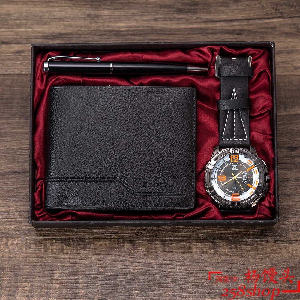 men luxury watch gifts set for pen wallet quartz wristwatch