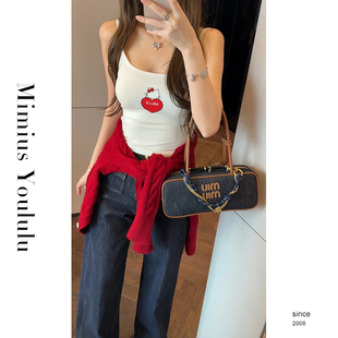 游鹿鹿 純欲風喵咪印花吊帶背心 G07328 mimius