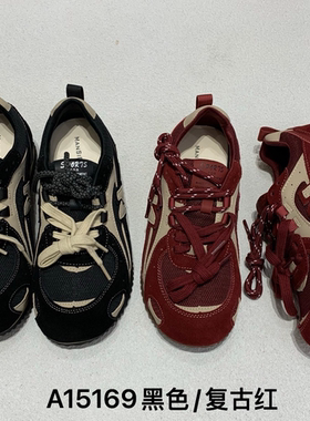 2025新款复古老爹鞋网面拼接撞色系带运动休闲潮流阿甘鞋A15169