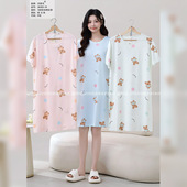 悦容服饰2026新款 可外穿睡裙. 杰登鸟26303系列多花色仿棉圆领短袖