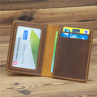 疯马皮小件男士真皮卡包钱包驾驶证夹复古棕色咖啡色简约头层牛皮
