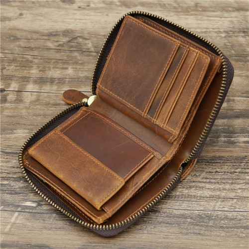 硬币真皮拉链零钱袋防磁防