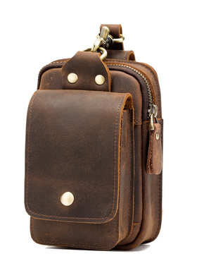 复古头层牛皮手机包疯马皮男士穿皮带腰包多功能手机套斜挎腰挂包