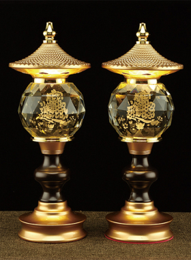 LED莲花灯佛供灯黄光财神观音七彩家用佛灯玻璃佛供灯插电对佛堂