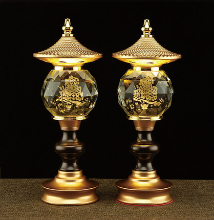 LED莲花灯佛供灯黄光财神观音七彩家用佛灯玻璃佛供灯插电对佛堂