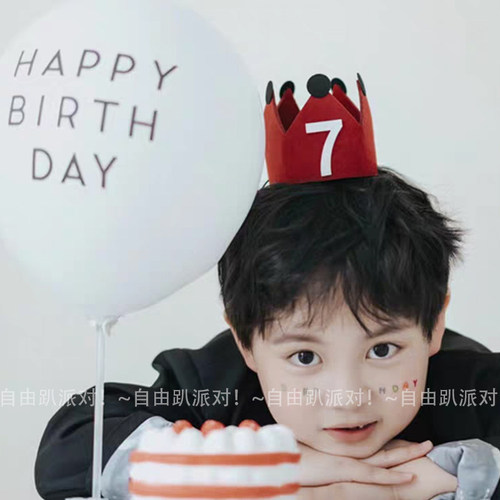 小红书红色喜庆数字生日皇冠帽