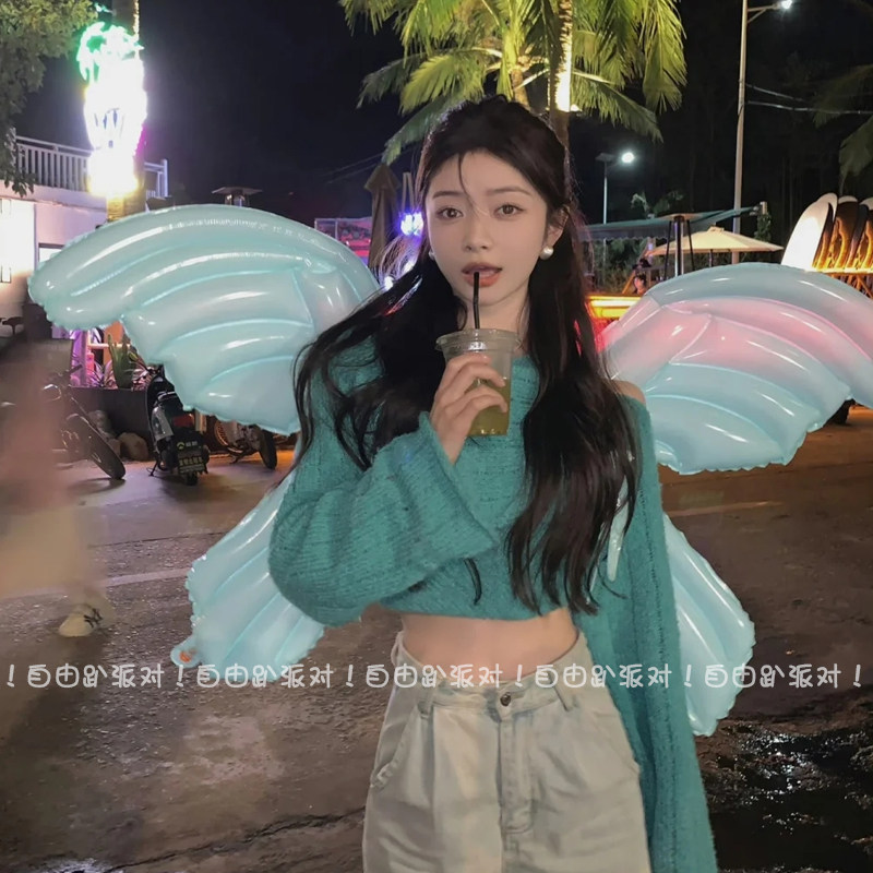 网红维密蝴蝶翅膀气球蝴蝶天使铝膜气球儿童姐妹生日派对布置拍照