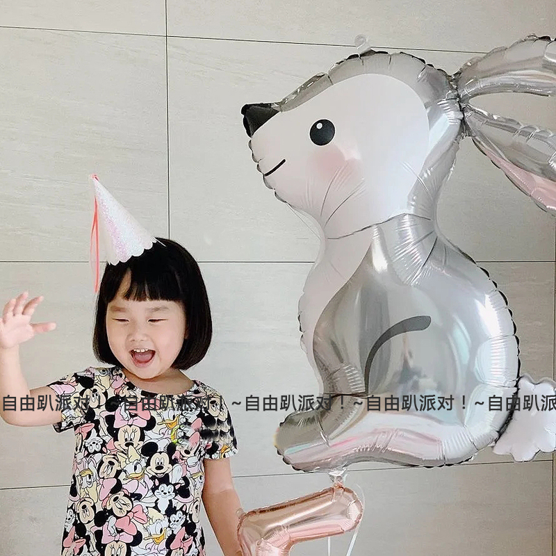 韩国ins森系兔子铝膜气球 韩风宝宝生日派对百日装饰卡通满月布置