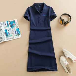 小熊POLO衫 显瘦加长款 女保罗裙连衣裙 夏季 运动休闲裙A字翻领韩版