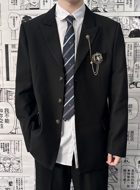 春秋季DK制服西装套装男学院风原创日系徽章高校毕业照班服jk西服