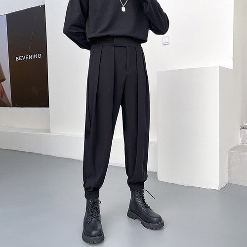 搭配马丁靴魔术贴束脚裤