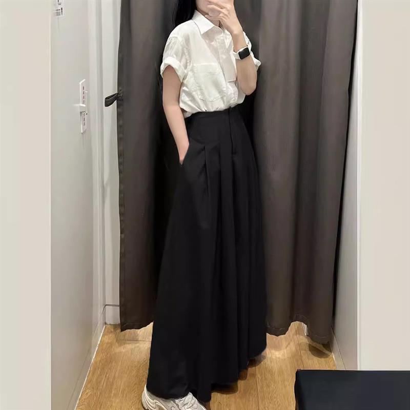春夏盐系轻熟风高级感炸街套装女港味chic短袖衬衫半身裙裤两件套