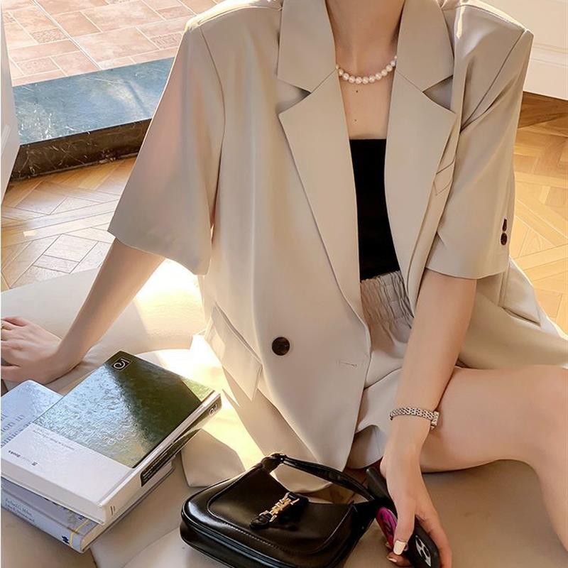 薄款西装套装女夏季小个子2025新款设计感气质显瘦休闲短裤两件套