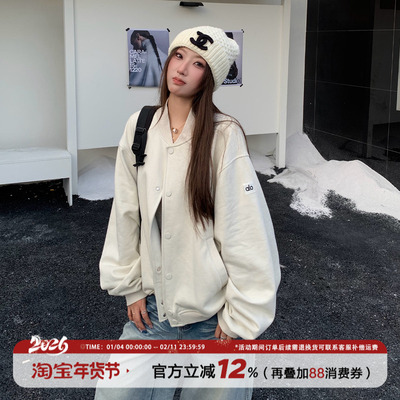 饭饭又饿了美式棒球服外套女秋冬