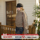 饭饭又饿了可拆卸围脖绞花毛衣女冬季 设计感巨好看显瘦高领针织衫