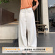 女夏透气白色直筒裤 饭饭又饿了老钱风松弛感亚麻休闲裤 清仓价