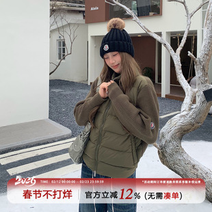 饭饭又饿了复古针织拼接羽绒服女冬季轻薄保暖休闲显瘦百搭厚外套