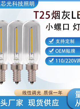 爱迪生灯泡led迷你小灯T25烟灰色4000K正白佛灯蜡烛灯光源床头灯