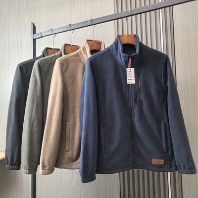 双面摇粒绒立领拉链夹克外套