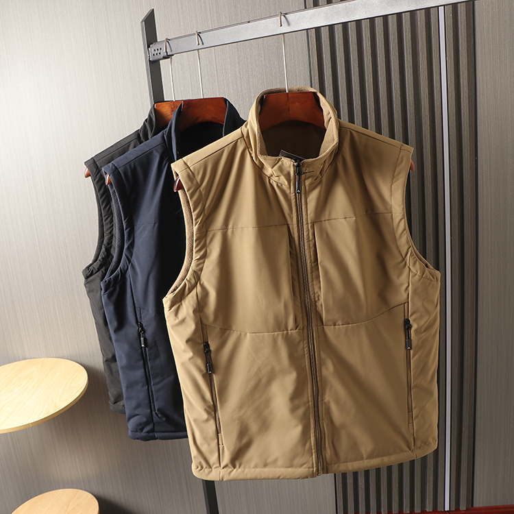 加厚摇粒绒立领工装休闲马甲背心