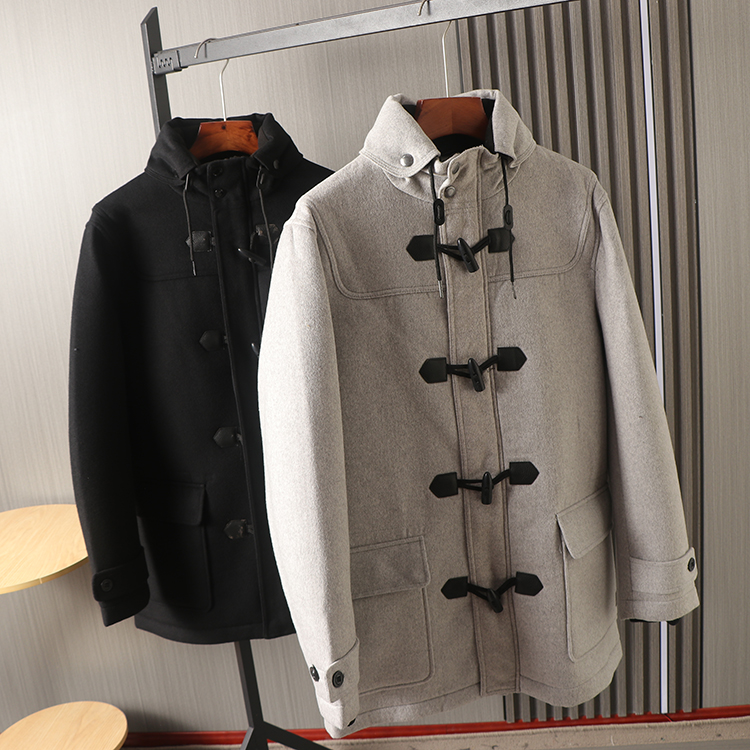 毛毛呢面料保暖舒适工装连帽外套