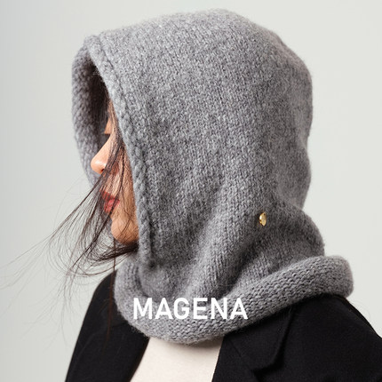 MAGENA年度时髦单品 意大利幼马海毛 一体式巴拉克法帽 针织帽女