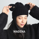 MAGENA加厚纯羊绒 显脸小 保暖毛线帽 可爱小狗耳朵冷帽 针织帽