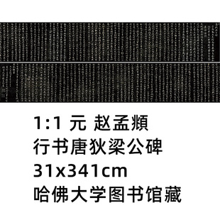 1:1 元 赵孟頫 行书唐狄梁公碑 狄仁杰碑31x341cm 哈佛大学图书馆