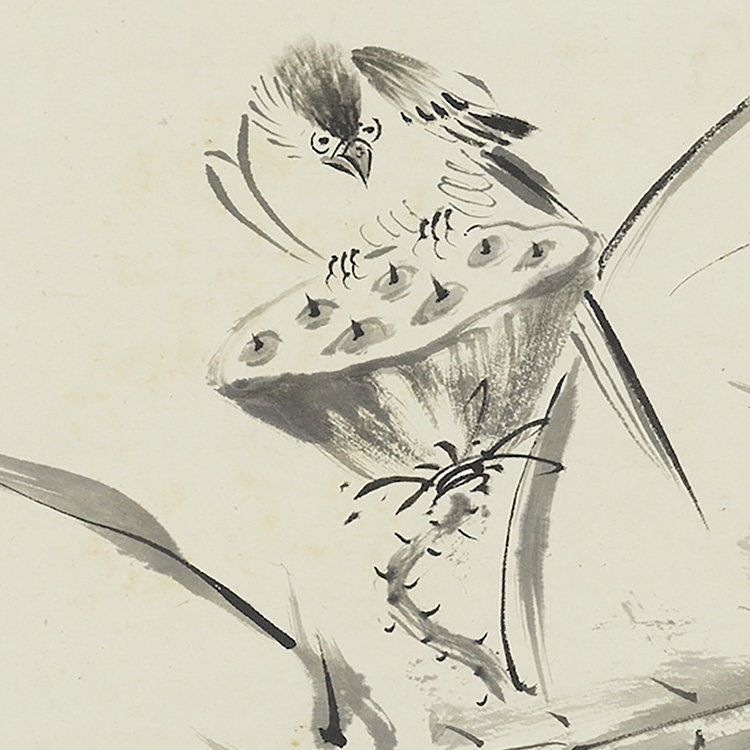 1:0.7 清 陈书 荷花图 台北故宫藏水墨花鸟画真迹复制品30.5x94cm