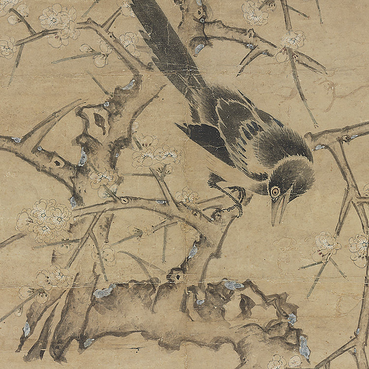 明 王维烈 双喜图 真迹复制31x77cm台北故宫收藏明代国画名家名作